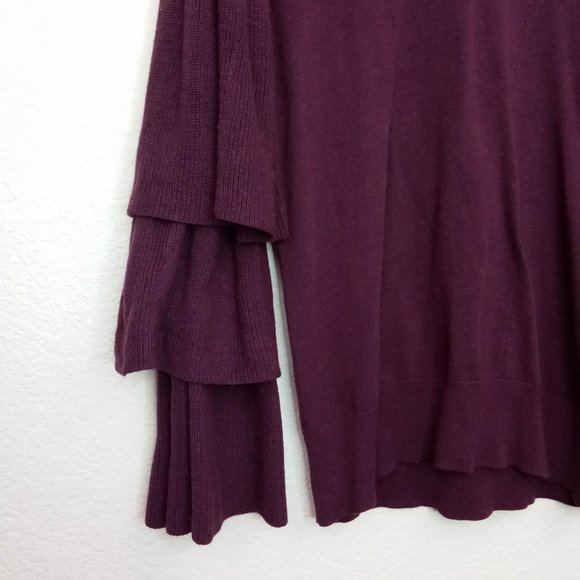 Chelsea28 Maroon Tier Ruffled Sleeve Sweater S - Picture 14 of 14